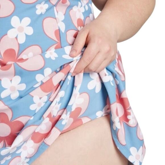 Esther Williams NWT Retro Chic Let Fun Bloom One Piece Swim Dress Shorts Size 12 - Picture 11 of 13